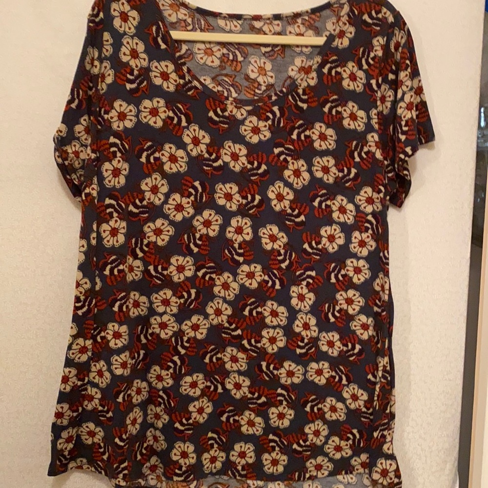Dark blue floral blouse